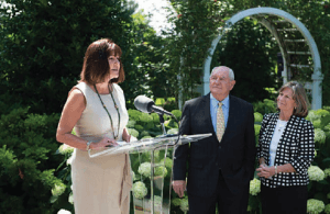 Mrs. Karen Pence Welcoming everyone to the unveiling of the new beehive