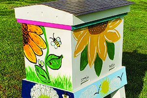 Painted bee hive