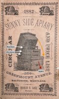 The 18882 cover of the "Sunny Side Apiary" Catalog featuring the "Old Reliable Hive" from the backside.