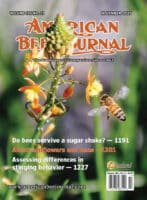 American Bee Journal Volume 165 No. 11 November 2025 Cover Callouts: Do bees survive a sugar shake? - 1191, About sunflowers and bees - 1201, Assessing differences in stinging behavior - 1227